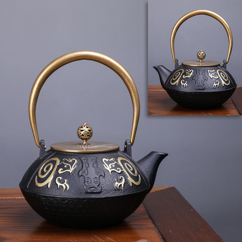 Creative Literary And Art Hand-made Boiled Teapot Happy Iron Teapot