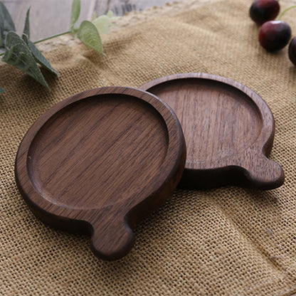 Solid Wood Creative Insulated Coaster With Handle