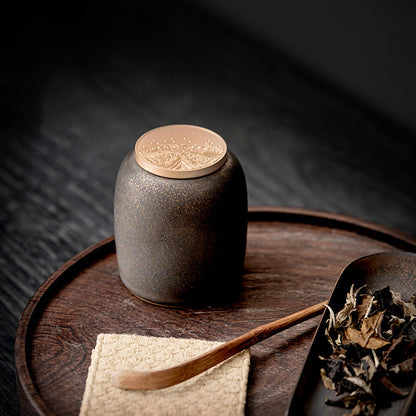 Stoneware Tea Pot Chinese Style Ceramic Seal Tea Caddy