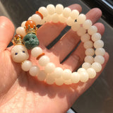 Dummes Armband weiße Jade -Bodhi -Einzelkreisarmelet