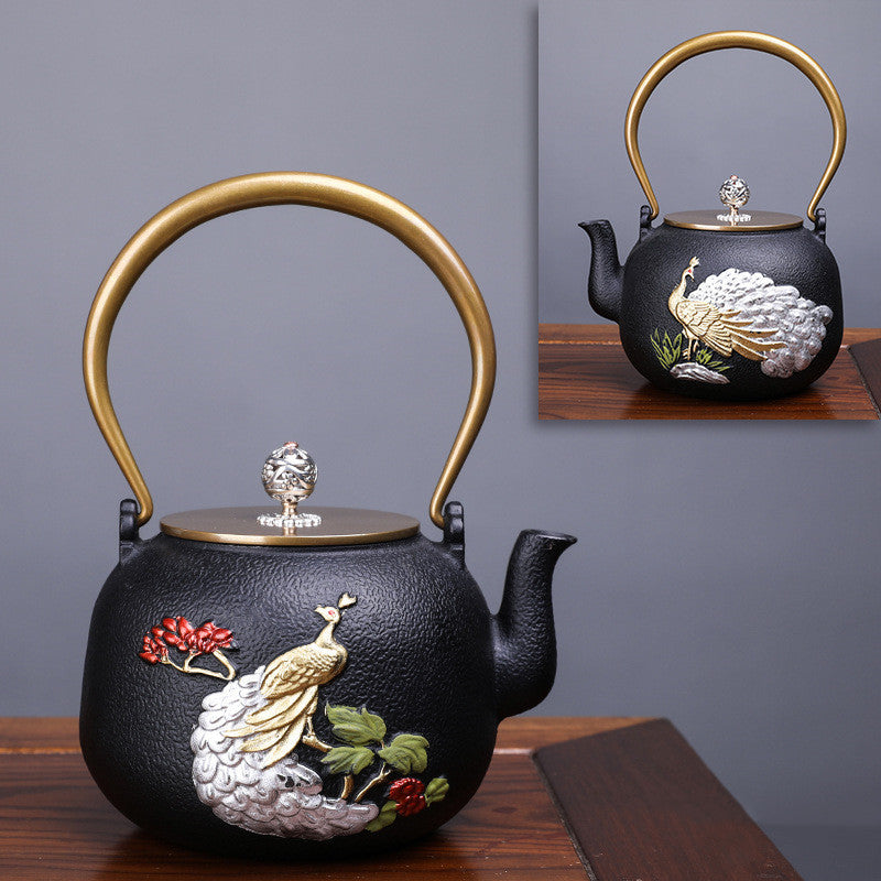 Creative Literary And Art Hand-made Boiled Teapot Happy Iron Teapot