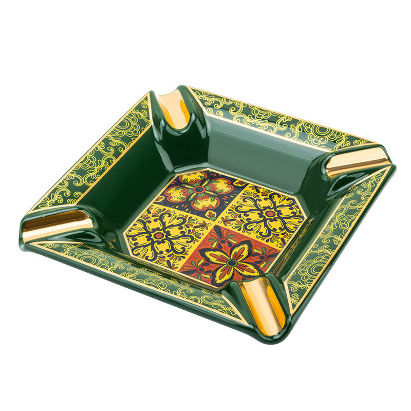 Ceramic Painted Large Capacity Non-slip Cigar Ashtray