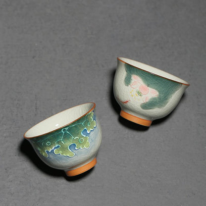 Chinese Underglaze Porcelain Hand Painted Ice Crack Teacup-2