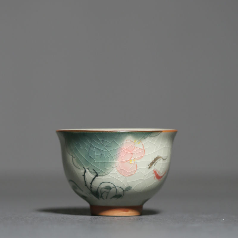 Chinese Underglaze Porcelain Hand Painted Ice Crack Teacup-7