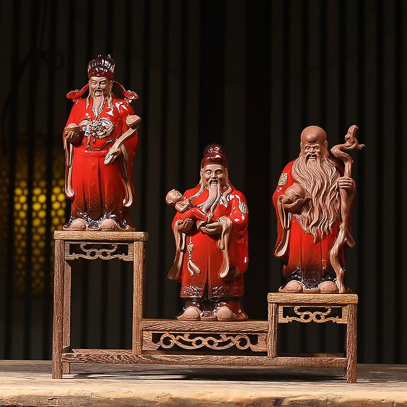 50th Birthday Gifts for Men Fu Lu Shou Sanxing Ceramic Ornaments-6