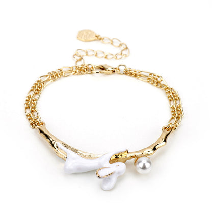 Pearl Painting Oil Rabbit Bracelet Women Bracelet Bracelet