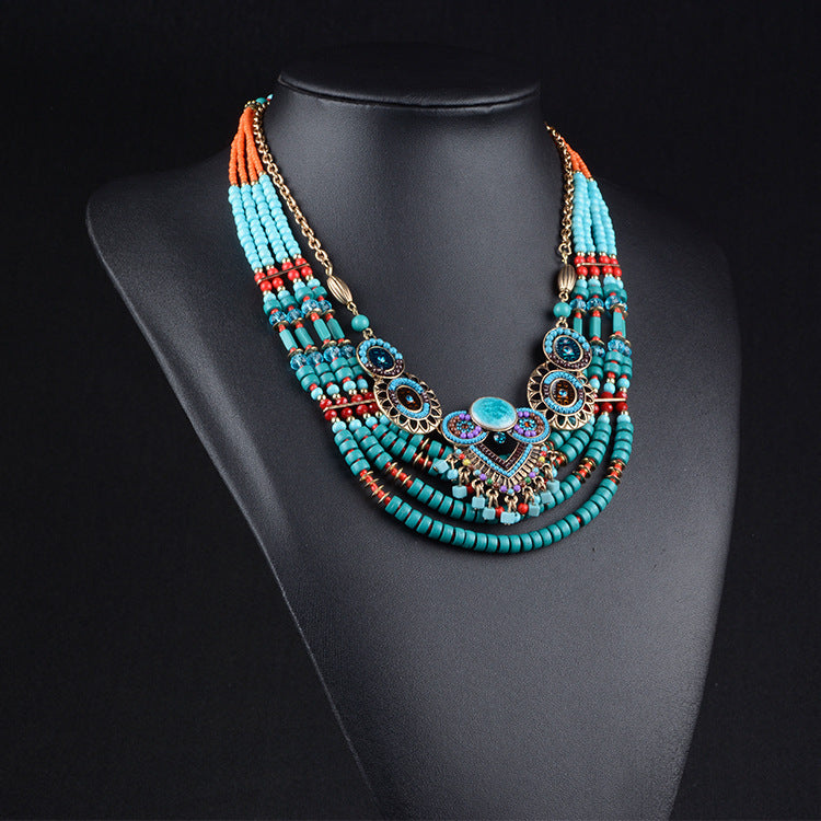 Exaggerated Ethnic Style Multi-Layered Beaded Necklace-2