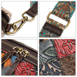 Leather ethnic stitching crossbody bag