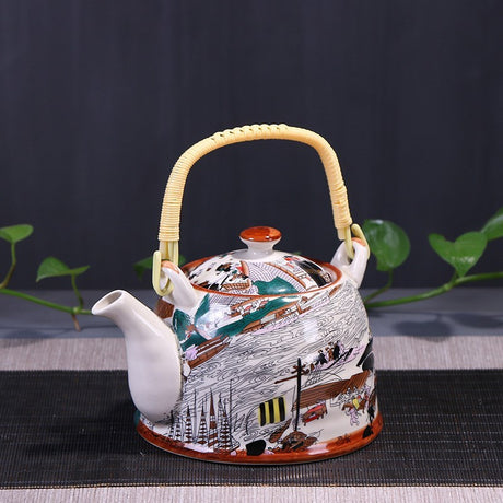 High Tea Celadon Teapot Longquan Glaze Mid-color Lifting Beam Teapot