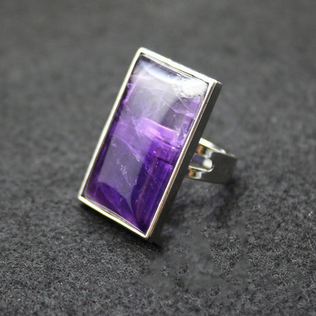 Personality Rectangular Jade Jewelry Gem Ring