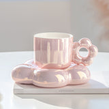 Pearlescent Mug Light Luxury Coffee Cup And Saucer