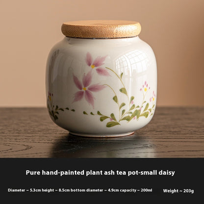 Chinese Calligraphy Tea Pot Ceramic Mini Tea Caddy