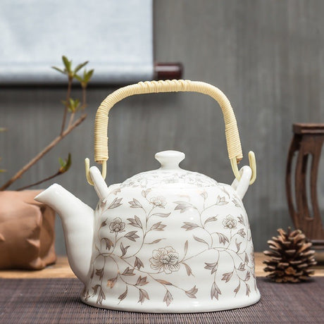 Old Ceramic Teapot Large Brewing Tea Top Handle Pot