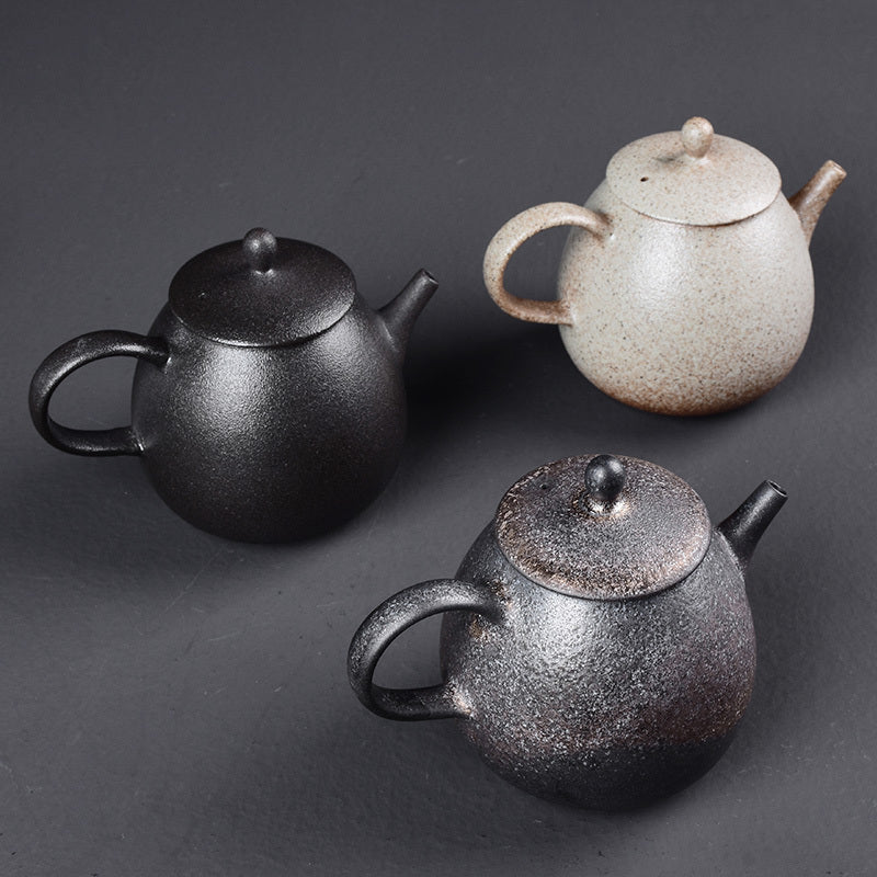 Kung Fu Tea Black Ceramic Teapot Chinese Oolong Tea Pear Shaped Tea Kettle