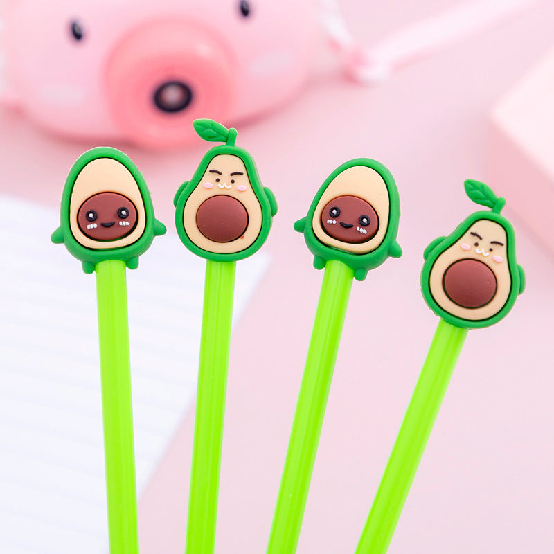 Gelstift für Studenten, kreativ, Cartoon-Ausdruck, Avocado, Schwarz, 0,5 mm