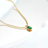 Chinese Style Simple Emerald Zircon Single Diamond Necklace