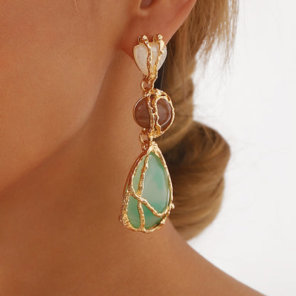 Acrylic Alloy Net Pocket Earrings Water Drop Geometry Earrings