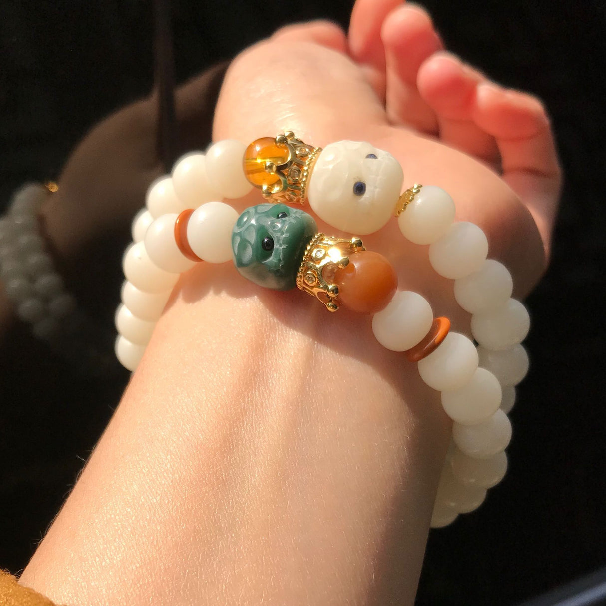 Dummes Armband weiße Jade -Bodhi -Einzelkreisarmelet