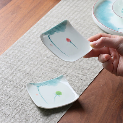 Hand Painted Lotus Square Heat Proof Mat Ceramic Teacup Mat