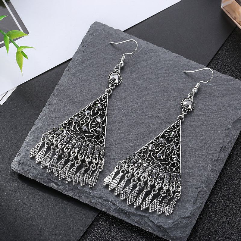 Textured Fan-Shaped Multilayer Earrings Chinese Style