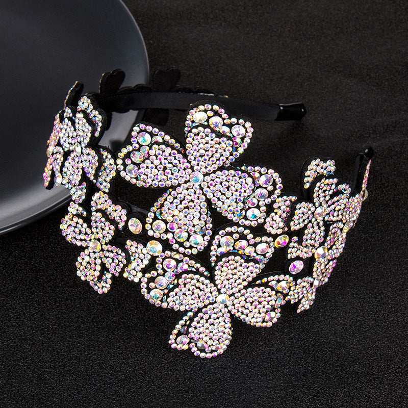 Women's Sweet Clover Flower Rhinestone Hair Bands-8