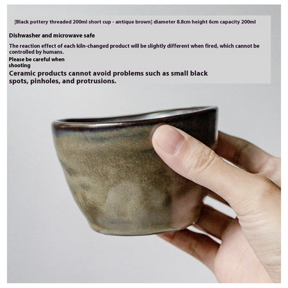 Black Pottery Clay Kiln Baked Irregular 200ml Tea Cup