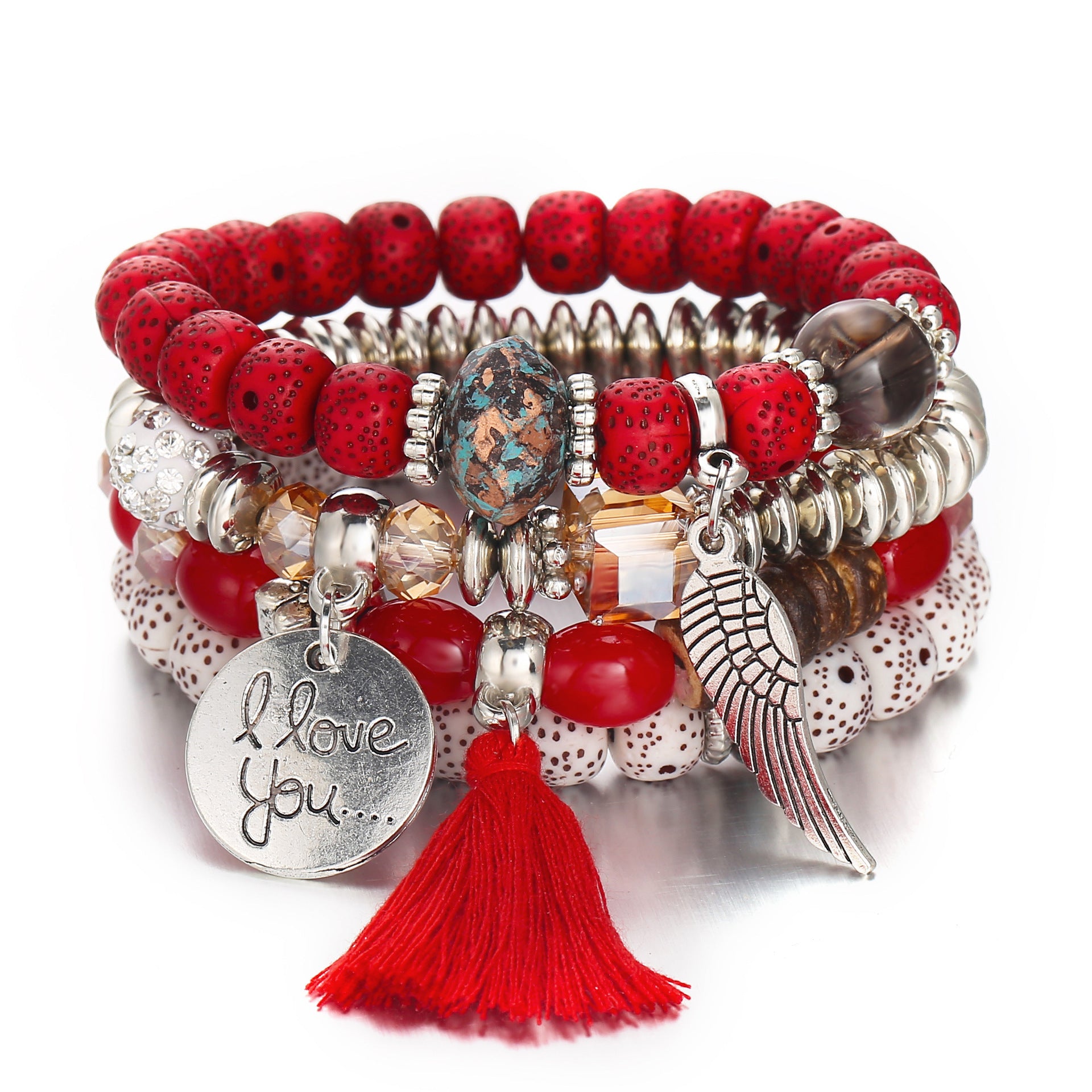 Multi-loop tassel bracelet