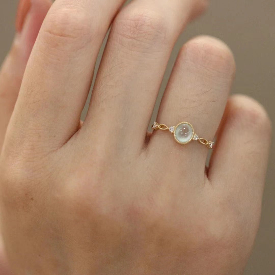 Women's Natural Jade Open Ring