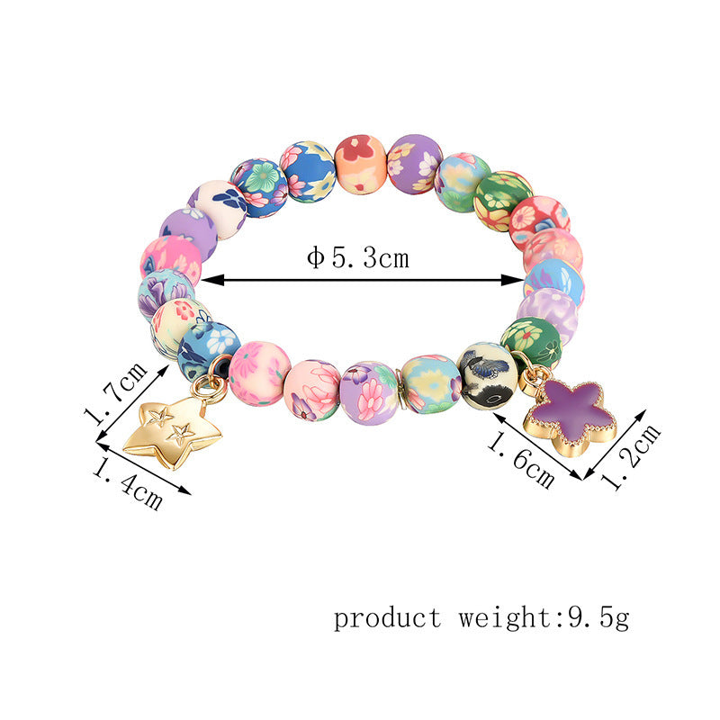 Suebito Bracelet Painted Flowers Suebito Bead Bracelet