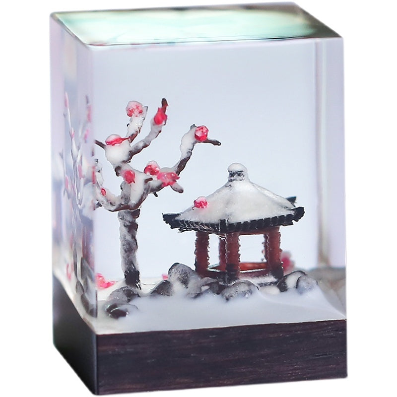 Neues chinesisches Stil Holz Hof Guofeng Harz kleiner Ornament