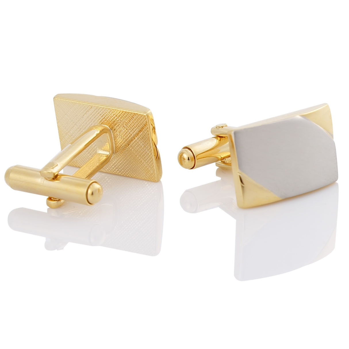 Gold two-tone brushed men's cufflinks