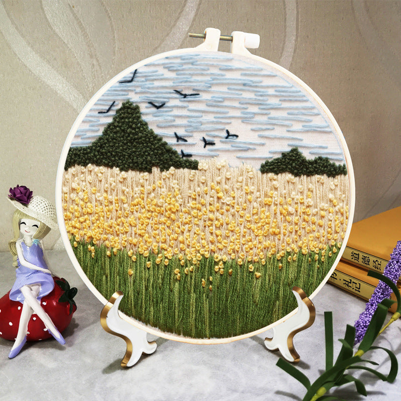 Landscape Embroidery DIY Beginner Embroidery Material Kit-3