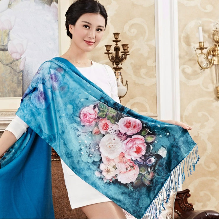 Ladies silk scarf double silk scarf women long