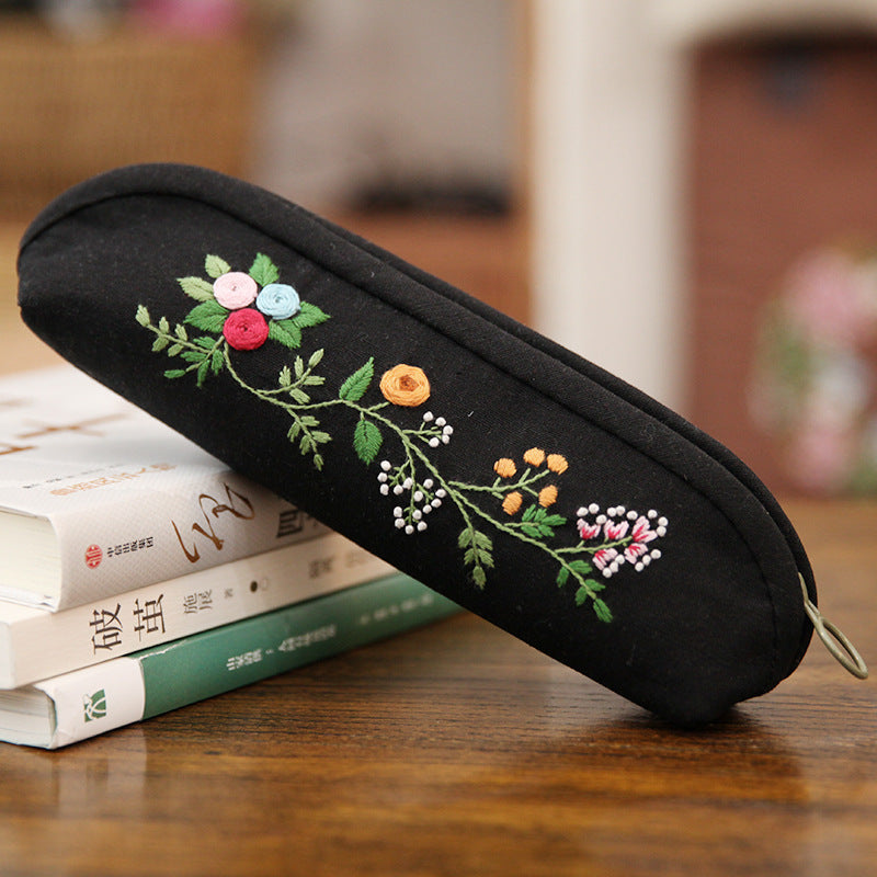 Retro Lu Embroidery Non Finished Products Hand Embroidery Pencil Case-9