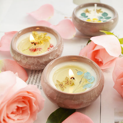 Living Aesthetics Dried Flowers Long Lasting Scented Candle Ceramic Cup-1