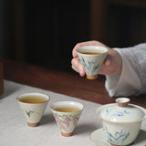 Unterglasur handbemalte Bambushut kleine Teetasse Geschenkbox