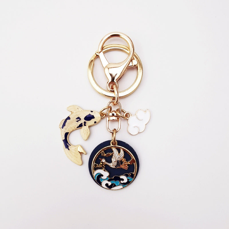 Chinese Style Good Luck Koi Fairy Deer Cloud Keychain-6