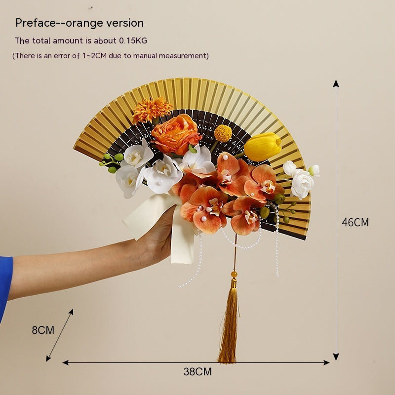 Chinese Style Creative Wedding Bouquet Bridal Bouquet Folding Fan-7