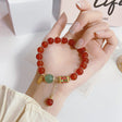 Chinese Style Auspicious Pattern Enameled Red Agate Bracelet-1