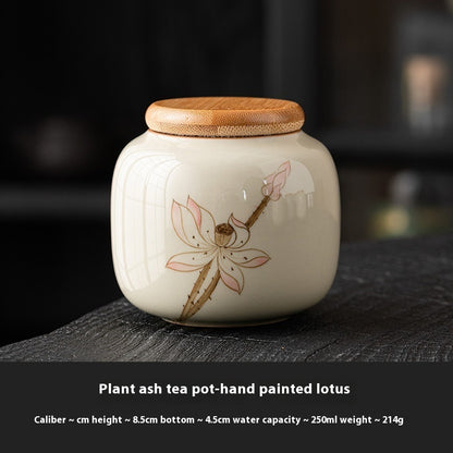 Chinese Calligraphy Tea Pot Ceramic Mini Tea Caddy