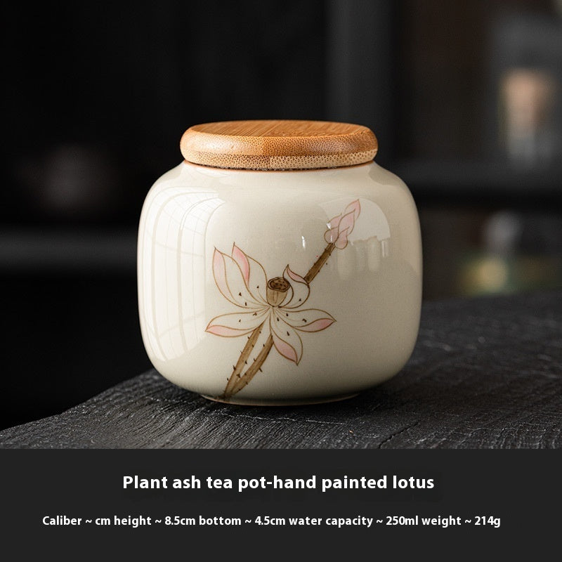 Chinese Calligraphy Tea Pot Ceramic Mini Tea Caddy