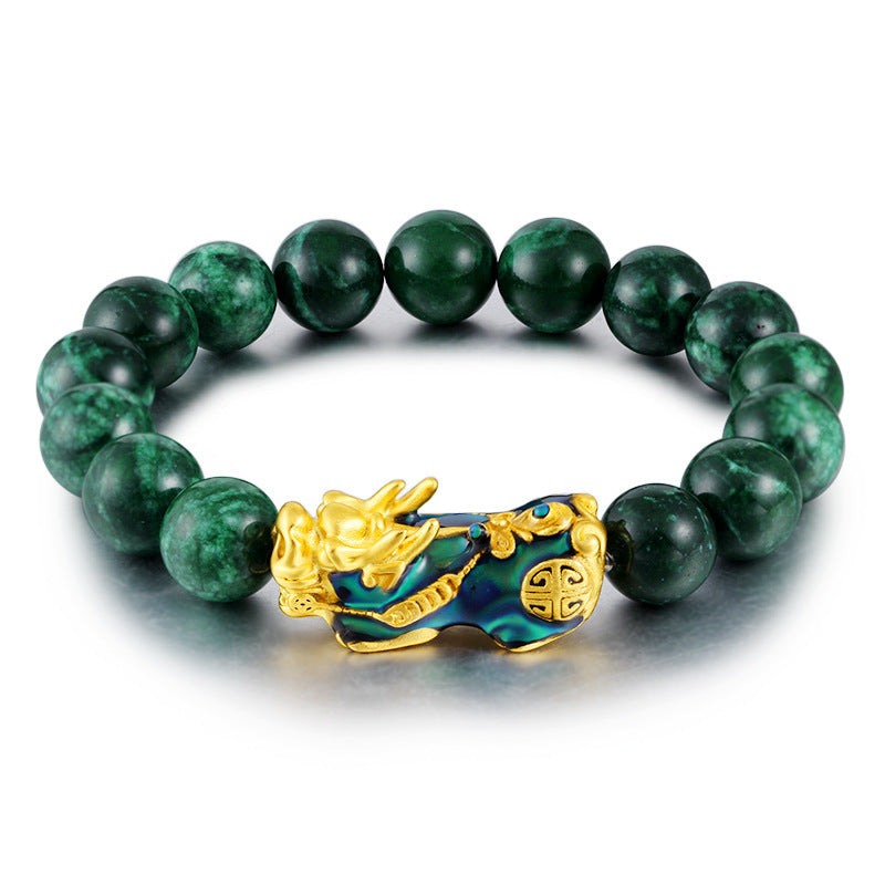 Gold Bead Bracelet Six-character Mantra Agate Bead Bracelet Men's