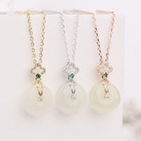 S925 Sterling Silver Necklace New Chinese Style Natural Hetian Jade