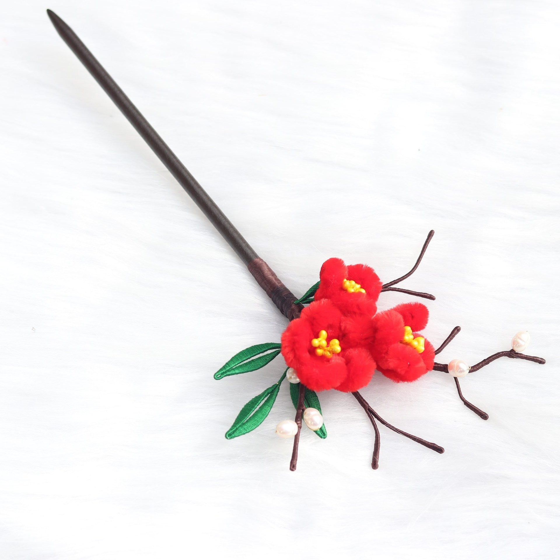 Classical Temperament Imitation Velvet Flower Plum Blossom Hairpin-5