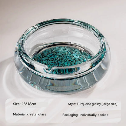 High-grade Turquoise Crystal Glass Ashtray