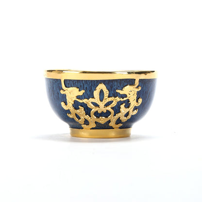 Golden Inlaid Jade Teacup Kiln Changed Hand-drawn Household Kung Fu Tea