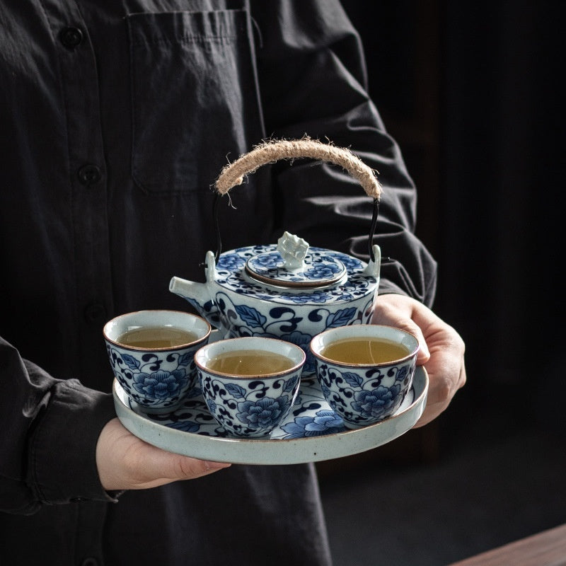 Hauswarmende Geschenke Keramik Teapot Teetasse Set Kung Fu Tea Tea Wayer mit Tee Tablett