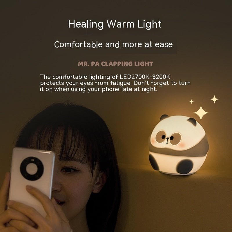 Creative Birthday Gift Big Eyes Cute Panda Silicone Night Light-3