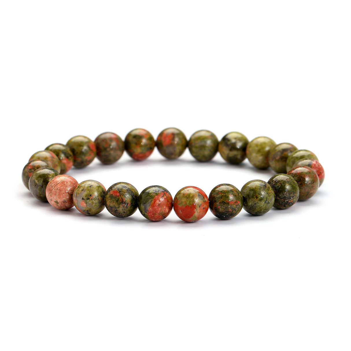 Unakite Bracelet Single Circle 8mm Natural Stone Bracelet Minimalist Blue Grain Stone Daily Bracelet