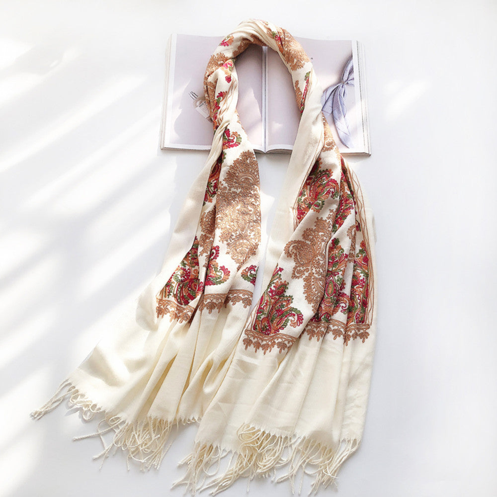 Vintage Ethnic Style Ladies Embroidered Scarf Shawl-7